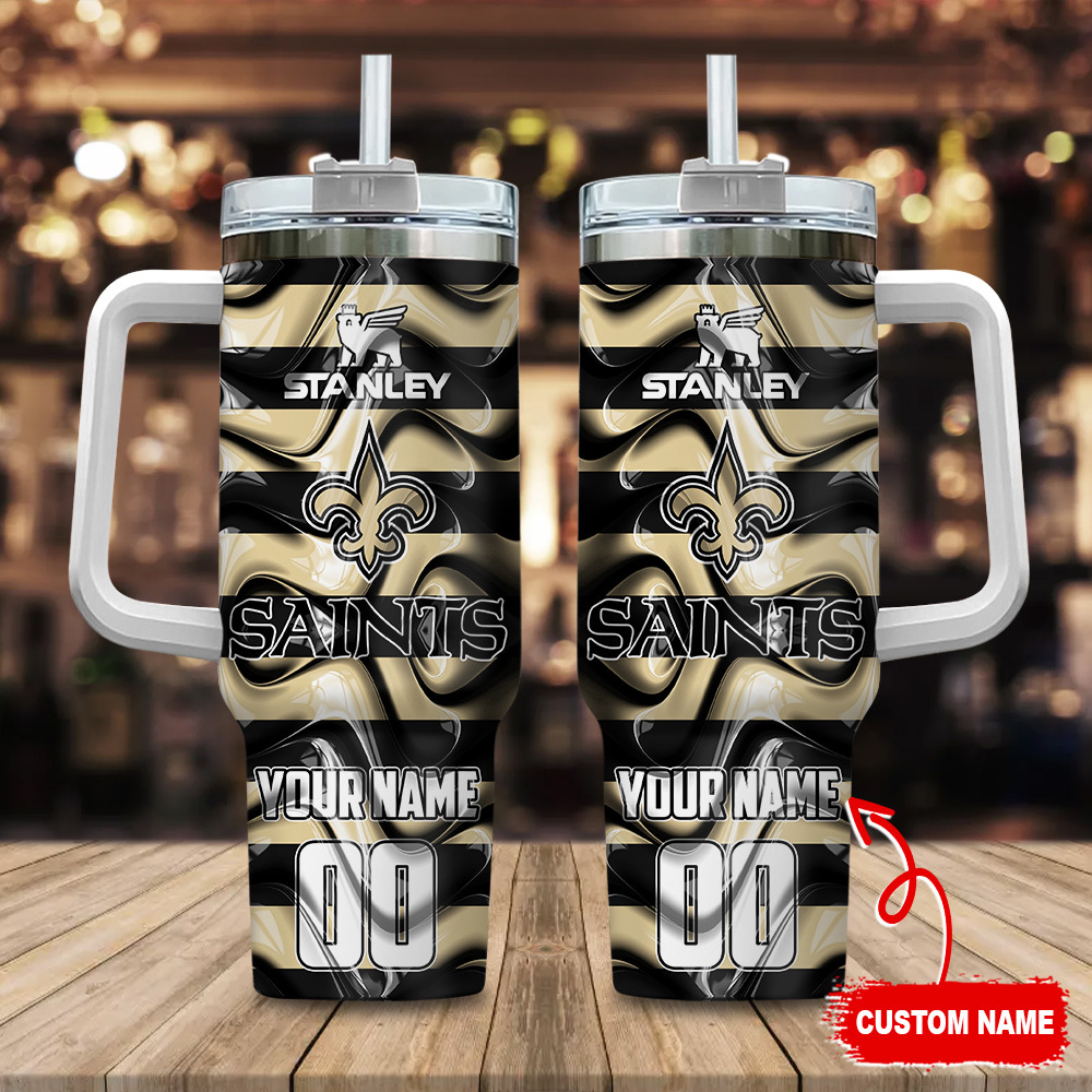 New Orleans Saints NFL Custom Stanley Quencher 40oz Stainless Steel Tumbler With Handle