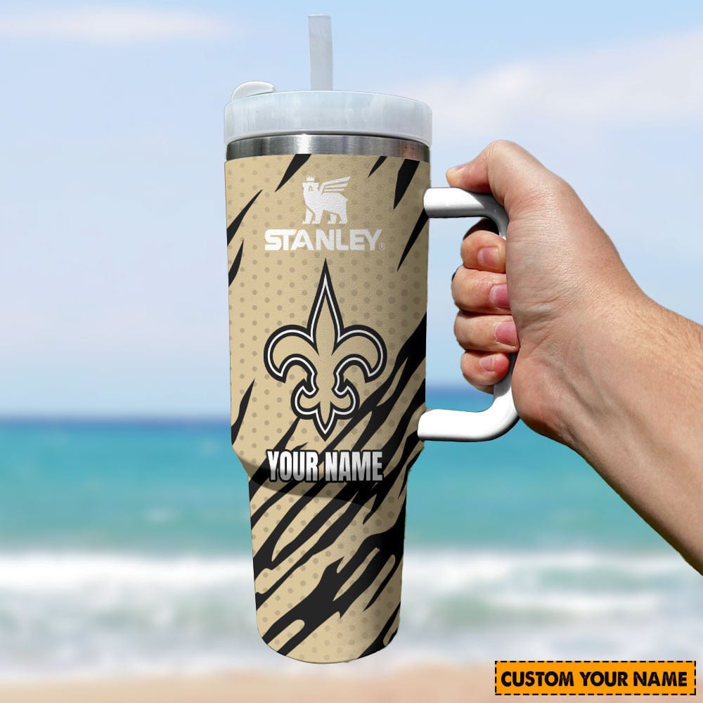 New Orleans Saints NFL Custom Stanley Quencher 40oz Stainless Steel Tumbler With Handle
