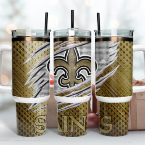 New Orleans Saints NFL Custom Stanley Quencher 40oz Stainless Steel Tumbler With Handle