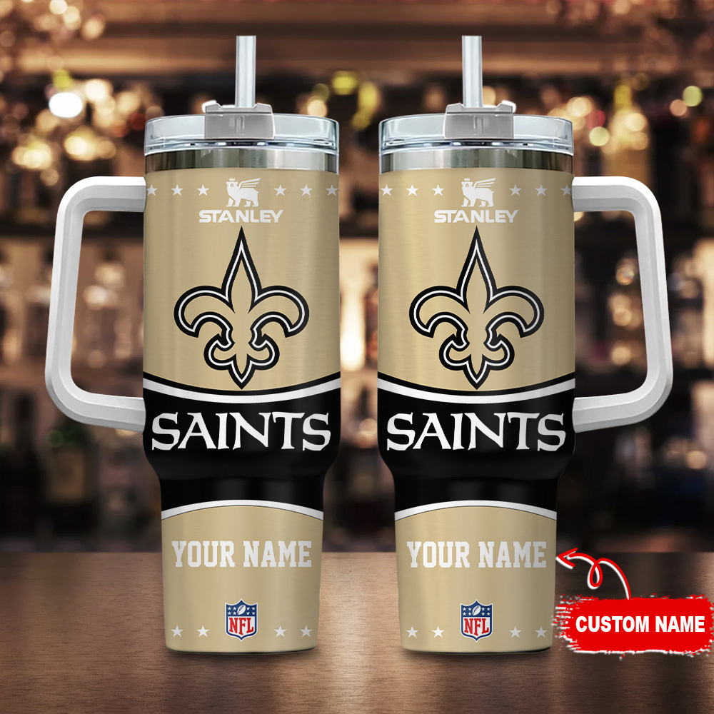 New Orleans Saints NFL Custom Stanley Quencher 40oz Stainless Steel Tumbler With Handle