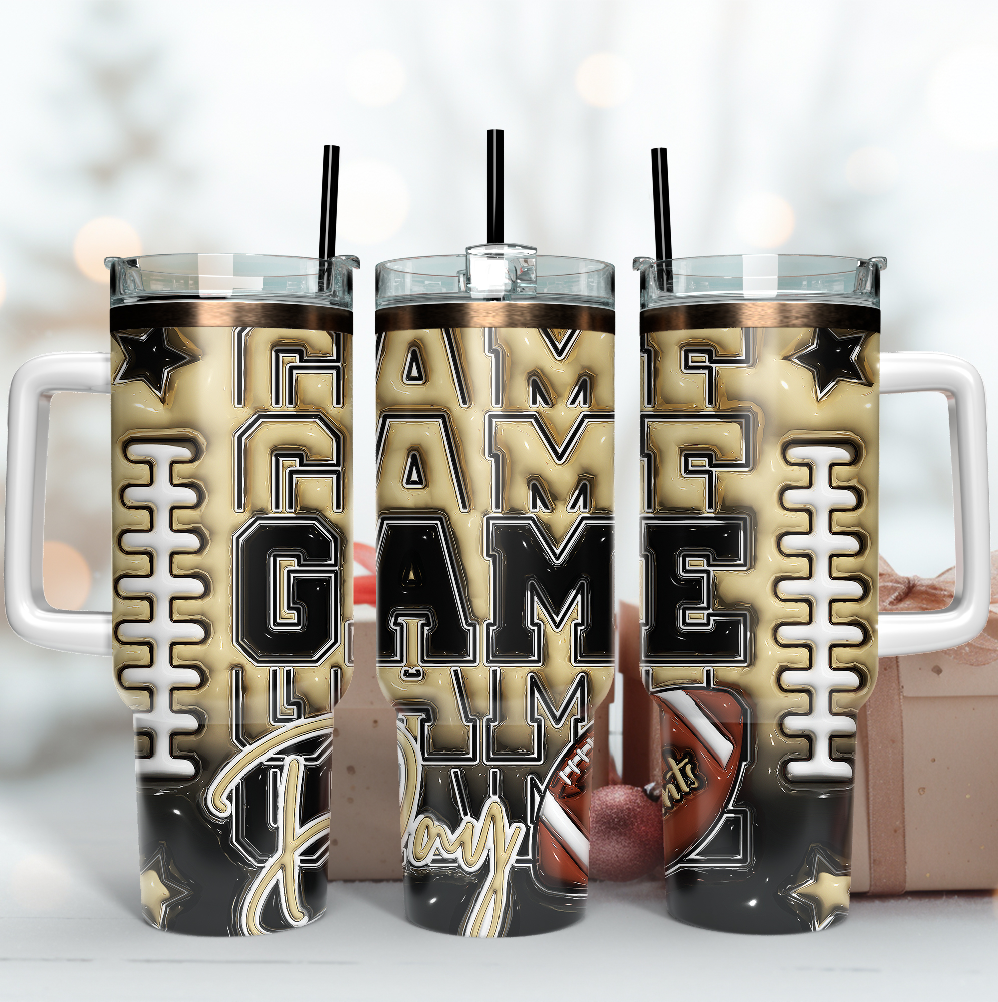 New Orleans Saints NFL Game Day Custom Stanley Quencher 40oz Stainless Steel Tumbler With Handle