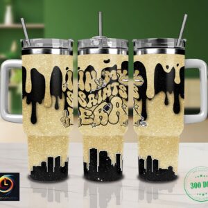 New Orleans Saints NFL Glitter Custom Stanley Quencher 40oz Stainless Steel Tumbler With Handle