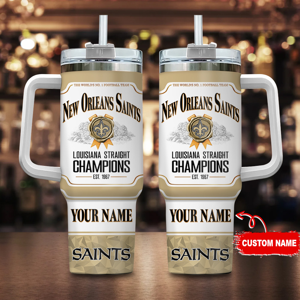 New Orleans Saints NFL Jim Beam Custom Stanley Quencher 40oz Stainless Steel Tumbler With Handle