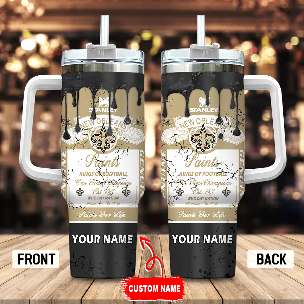 New Orleans Saints NFL Kings Of Football Custom Stanley Quencher 40oz Stainless Steel Tumbler With Handle