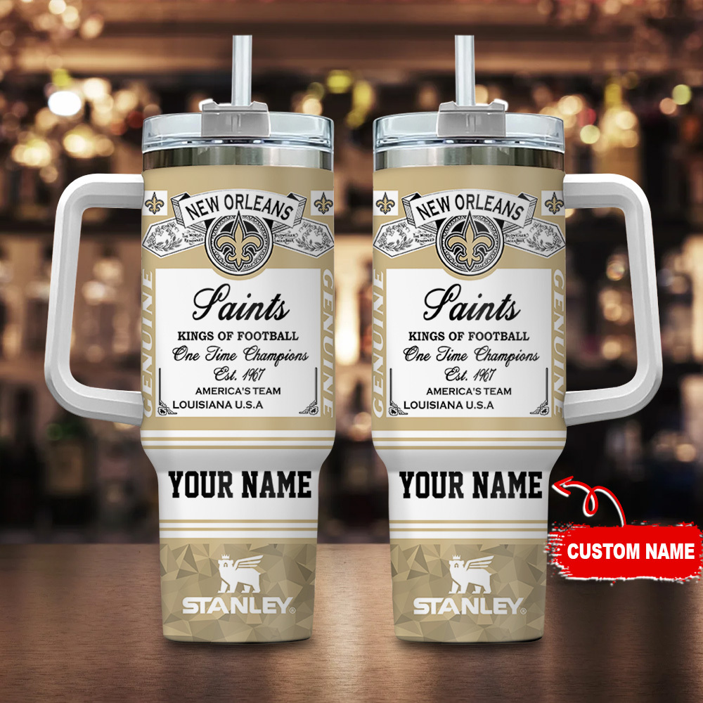 New Orleans Saints NFL Kings Of Football Custom Stanley Quencher 40oz Stainless Steel Tumbler With Handle