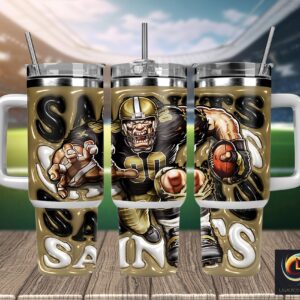 New Orleans Saints NFL Mascot Custom Stanley Quencher 40oz Stainless Steel Tumbler With Handle