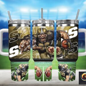 New Orleans Saints NFL Mascot Custom Stanley Quencher 40oz Stainless Steel Tumbler With Handle