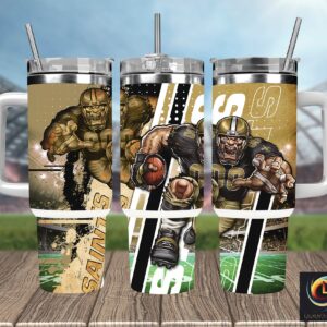 New Orleans Saints NFL Mascot Custom Stanley Quencher 40oz Stainless Steel Tumbler With Handle