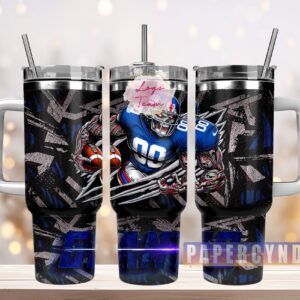 New York Giants Custom Stanley Quencher 40oz Stainless Steel Tumbler With Handle