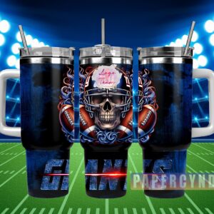 New York Giants Custom Stanley Quencher 40oz Stainless Steel Tumbler With Handle