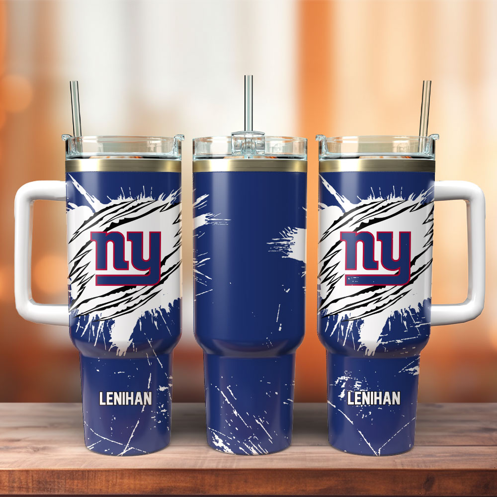 New York Giants Football NFL Custom Stanley Quencher 40oz Stainless Steel Tumbler With Handle