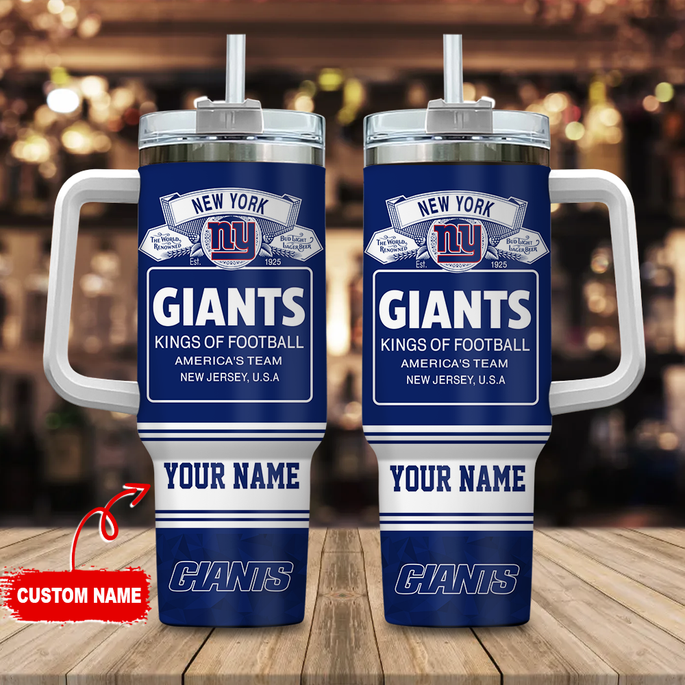 New York Giants NFL Bud Light Custom Stanley Quencher 40oz Stainless Steel Tumbler With Handle