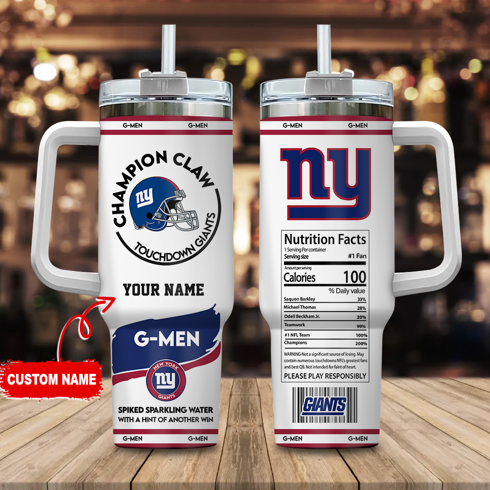 New York Giants NFL Champion Claw Custom Stanley Quencher 40oz Stainless Steel Tumbler With Handle