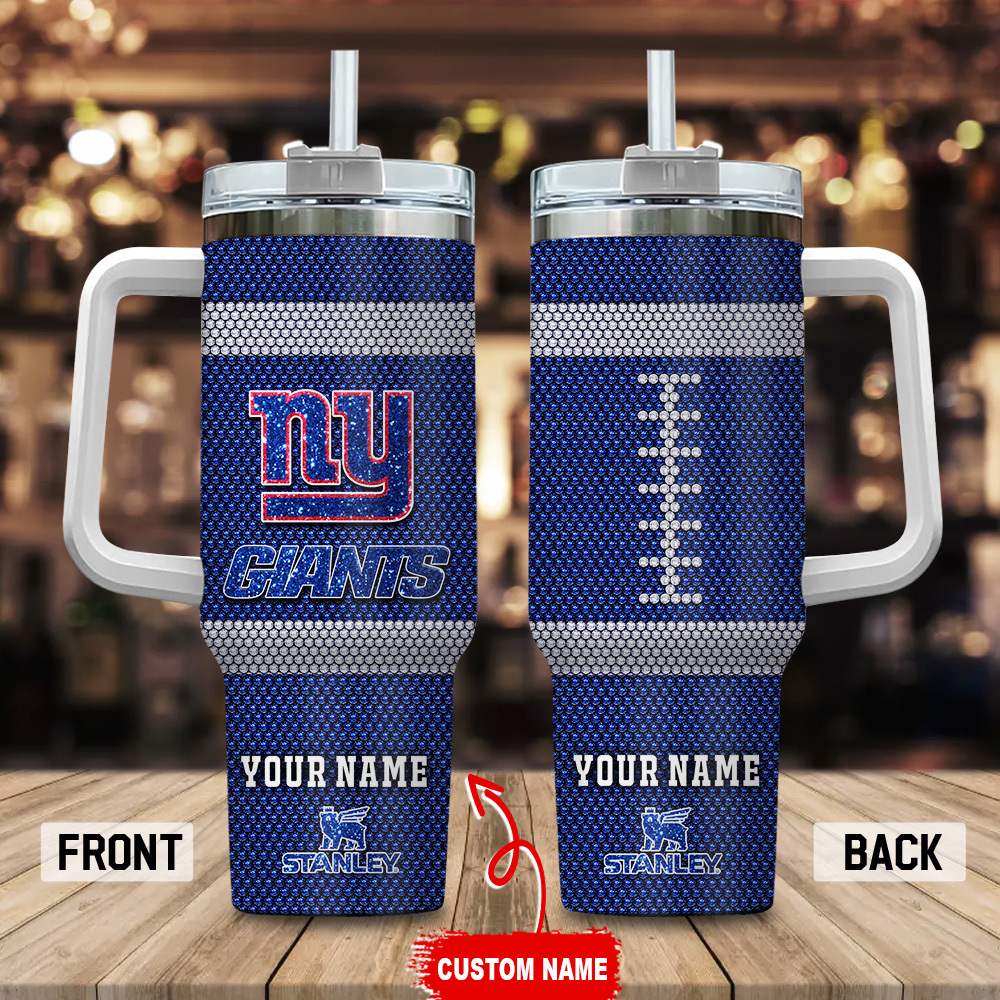 New York Giants NFL Crystal Custom Stanley Quencher 40oz Stainless Steel Tumbler With Handle