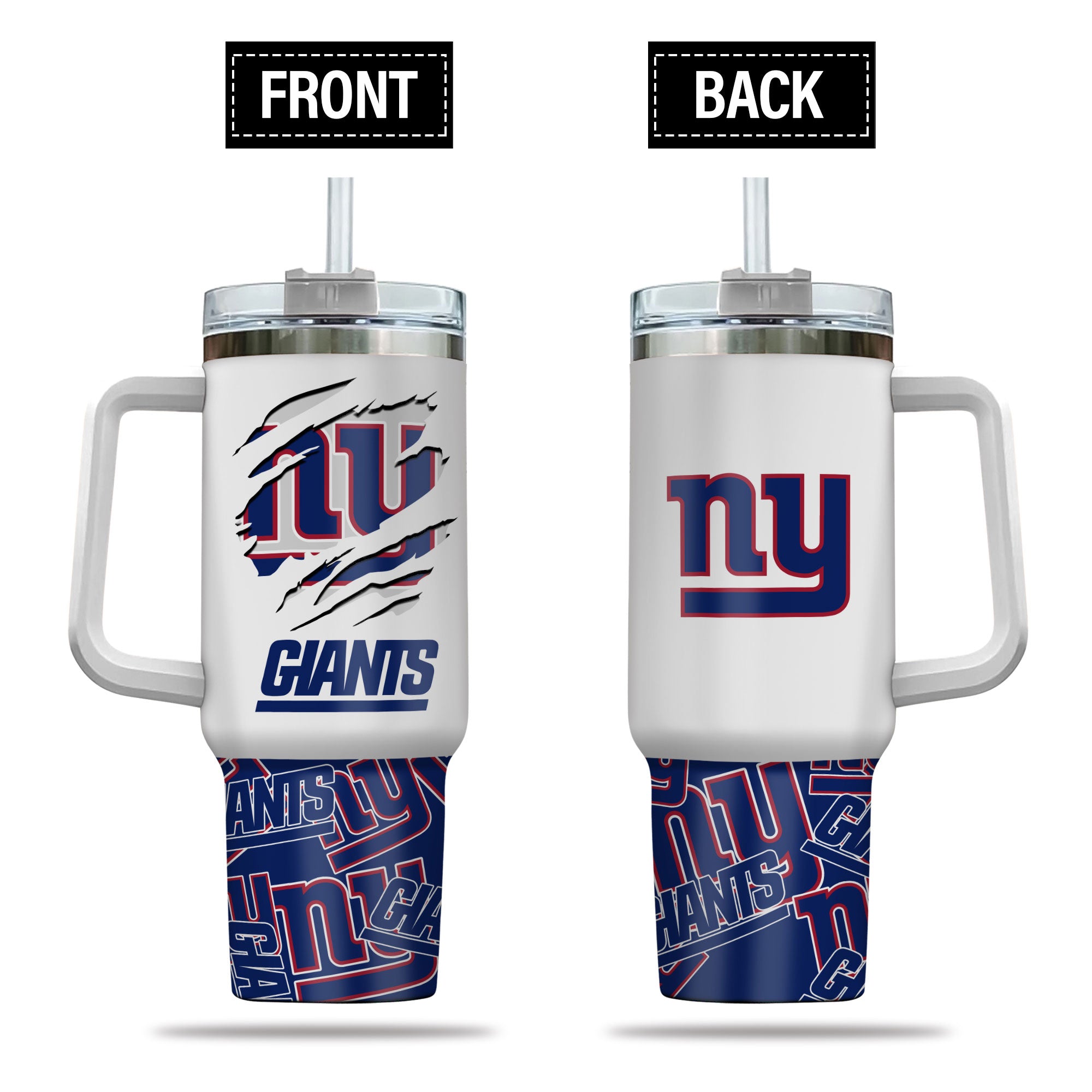 New York Giants NFL Custom Stanley Quencher 40oz Stainless Steel Tumbler With Handle