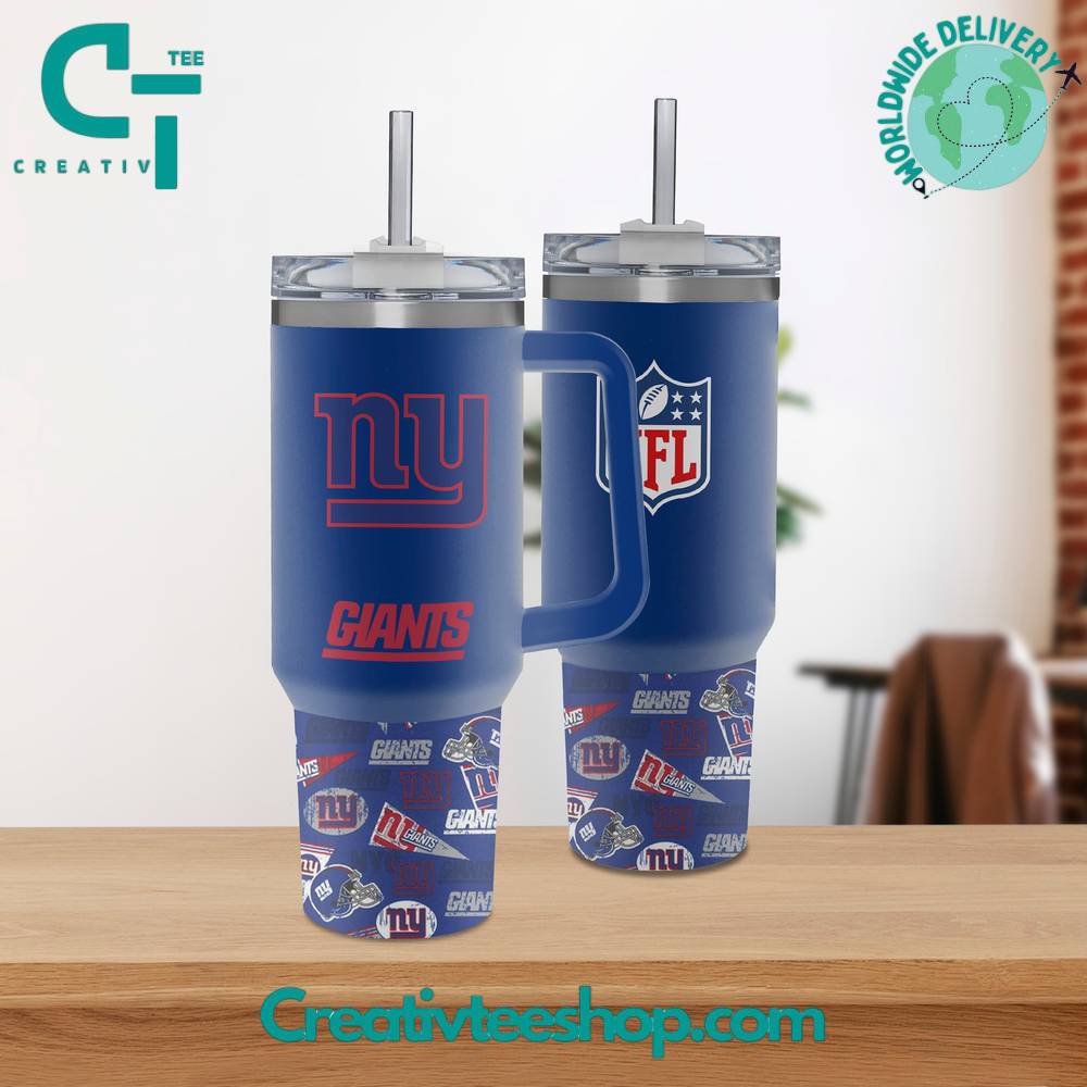 New York Giants NFL Custom Stanley Quencher 40oz Stainless Steel Tumbler With Handle