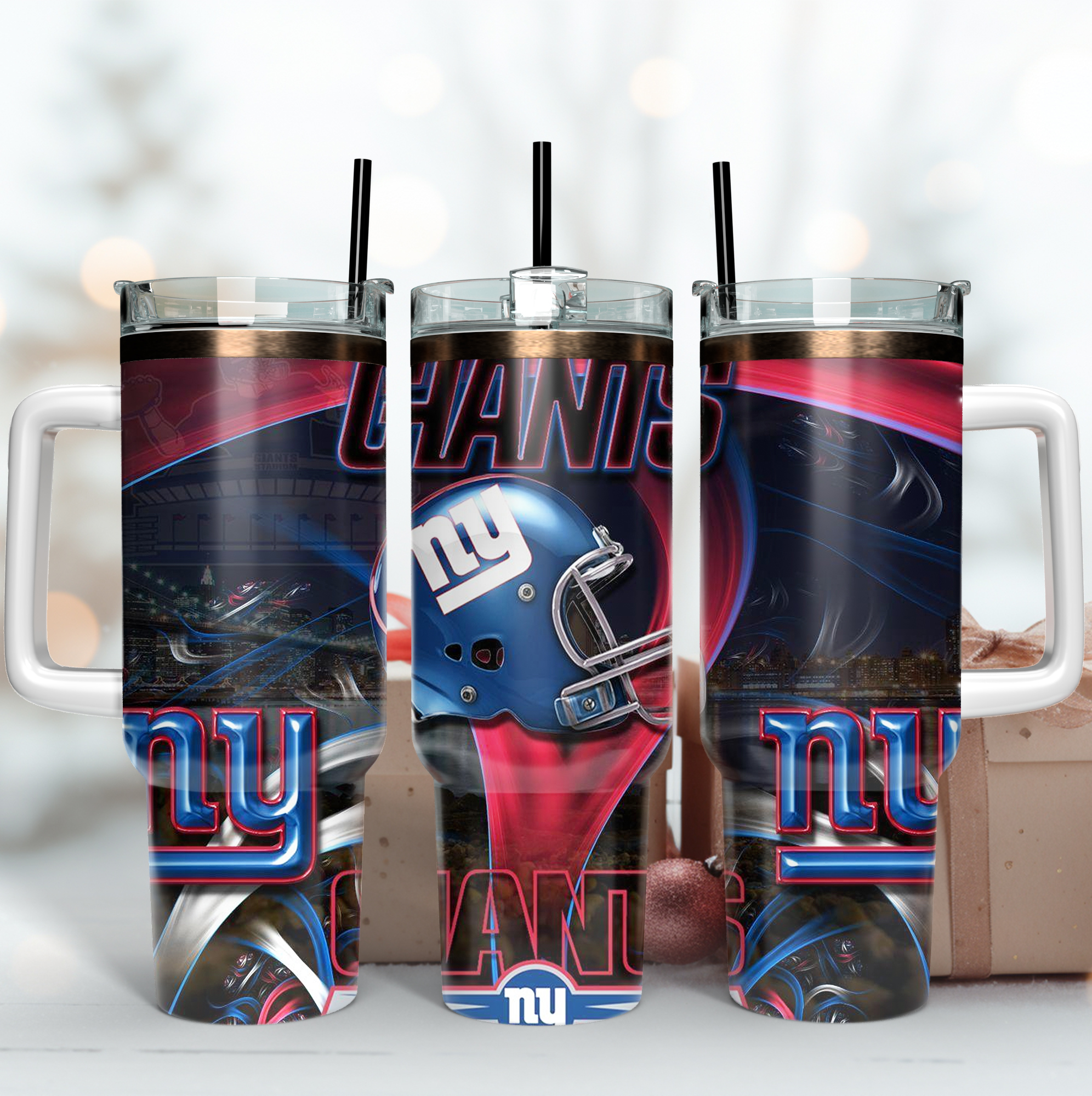 New York Giants NFL Custom Stanley Quencher 40oz Stainless Steel Tumbler With Handle
