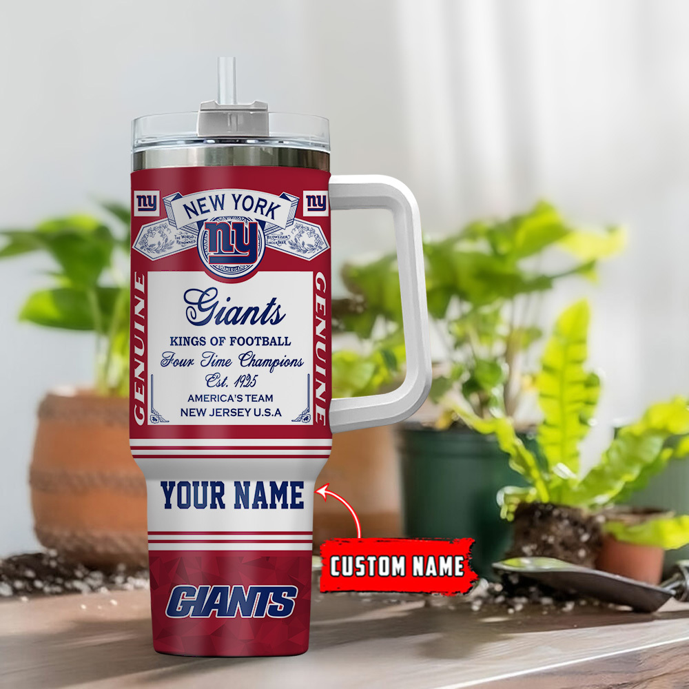 New York Giants NFL Custom Stanley Quencher 40oz Stainless Steel Tumbler With Handle