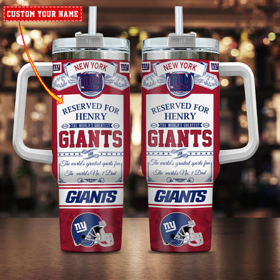 New York Giants NFL Custom Stanley Quencher 40oz Stainless Steel Tumbler With Handle