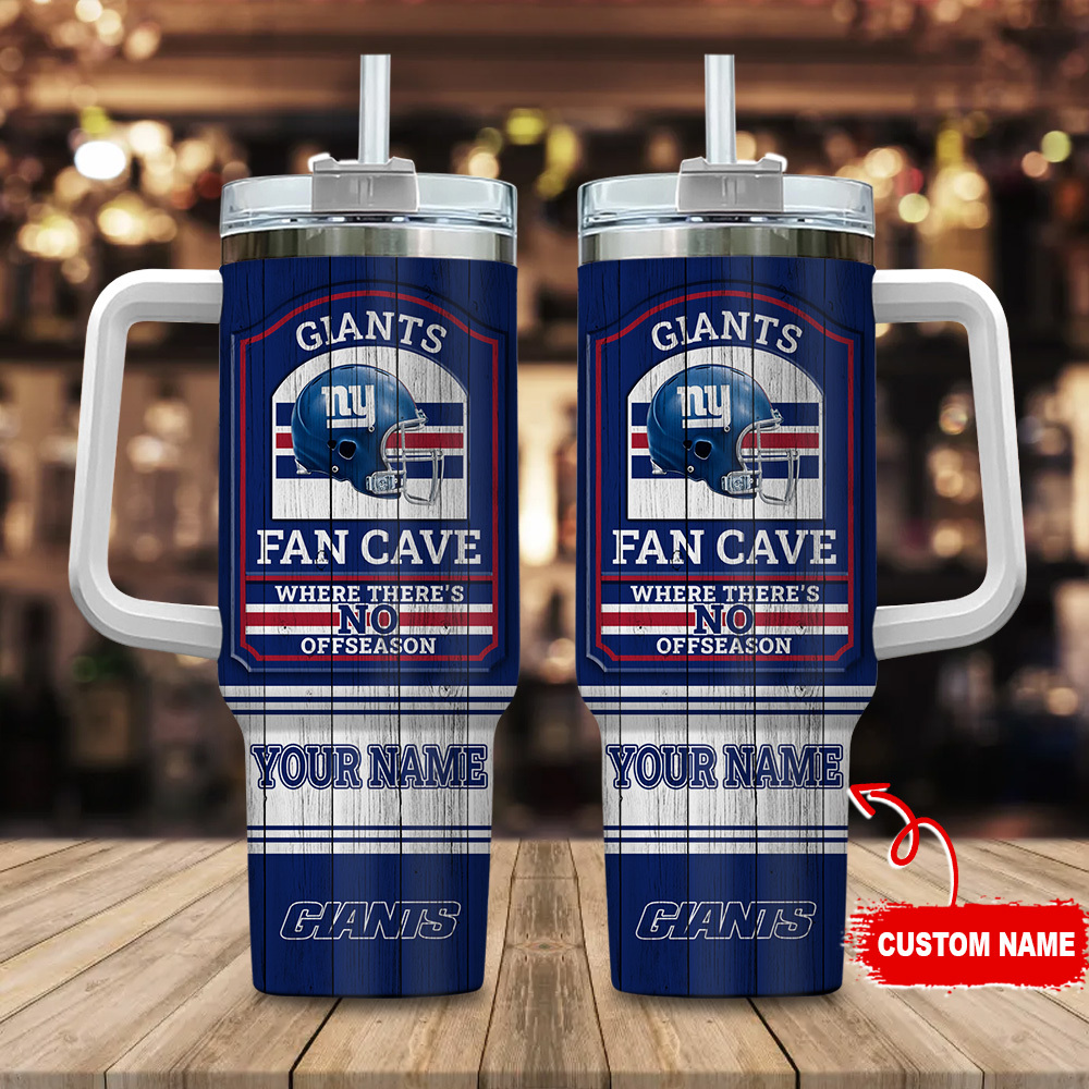 New York Giants NFL Fan Cave Custom Stanley Quencher 40oz Stainless Steel Tumbler With Handle