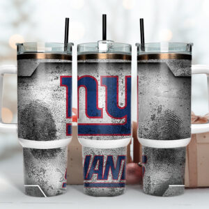 New York Giants NFL Fingerprint Effect Custom Stanley Quencher 40oz Stainless Steel Tumbler With Handle