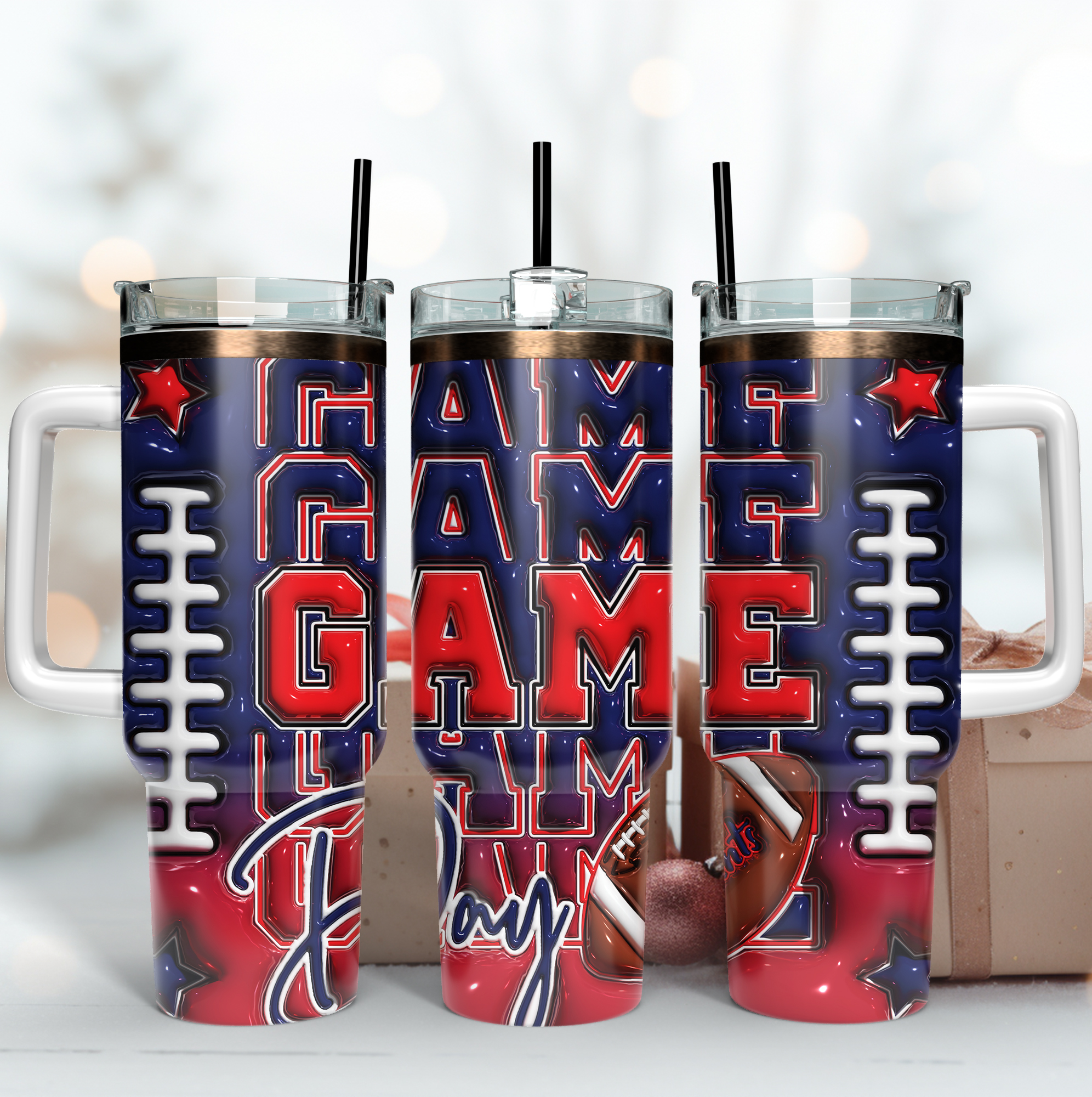 New York Giants NFL Game Day Custom Stanley Quencher 40oz Stainless Steel Tumbler With Handle