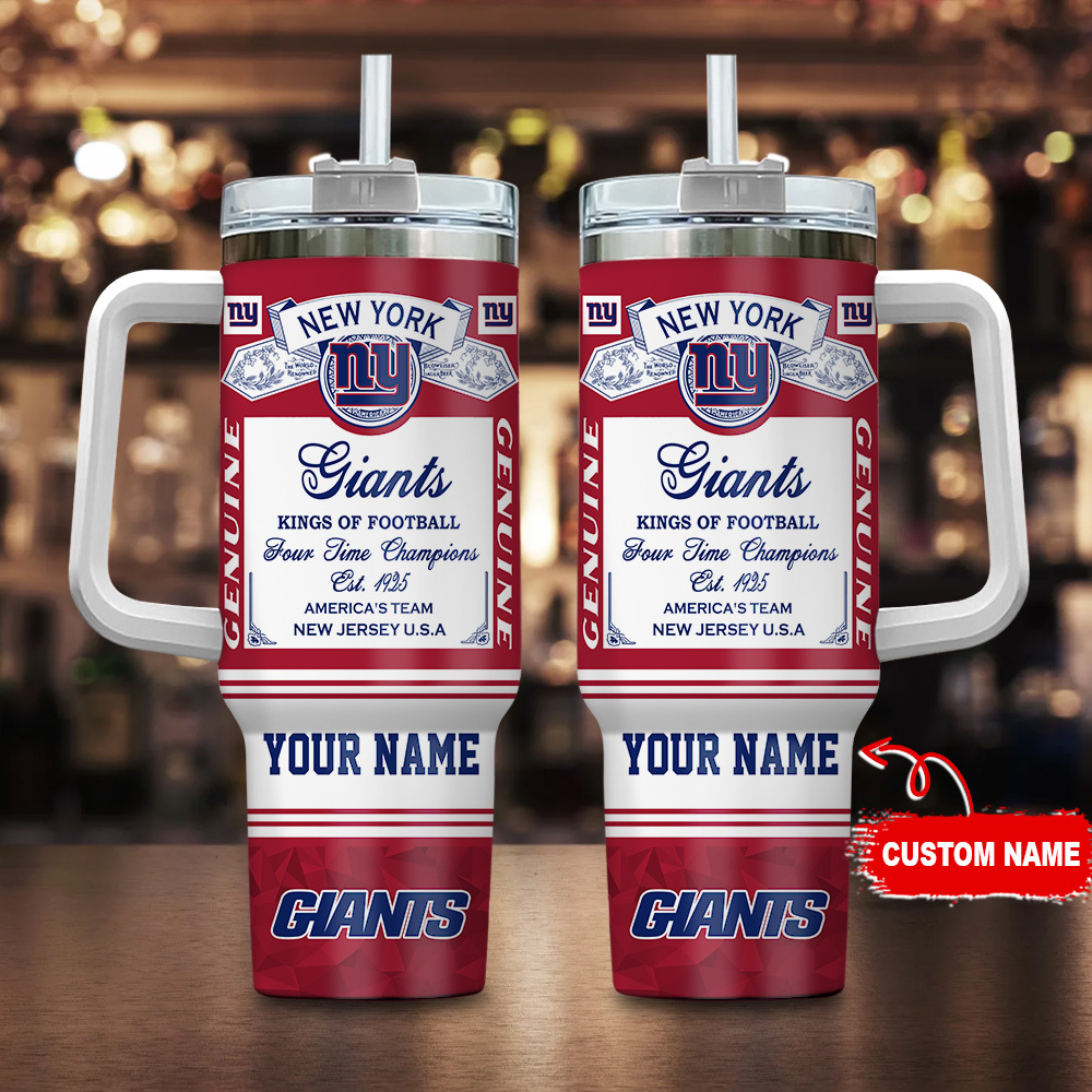 New York Giants NFL Kings of Football Custom Stanley Quencher 40oz Stainless Steel Tumbler With Handle
