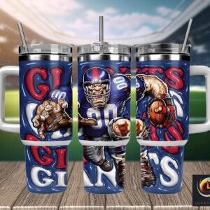 New York Giants NFL Mascot Custom Stanley Quencher 40oz Stainless Steel Tumbler With Handle