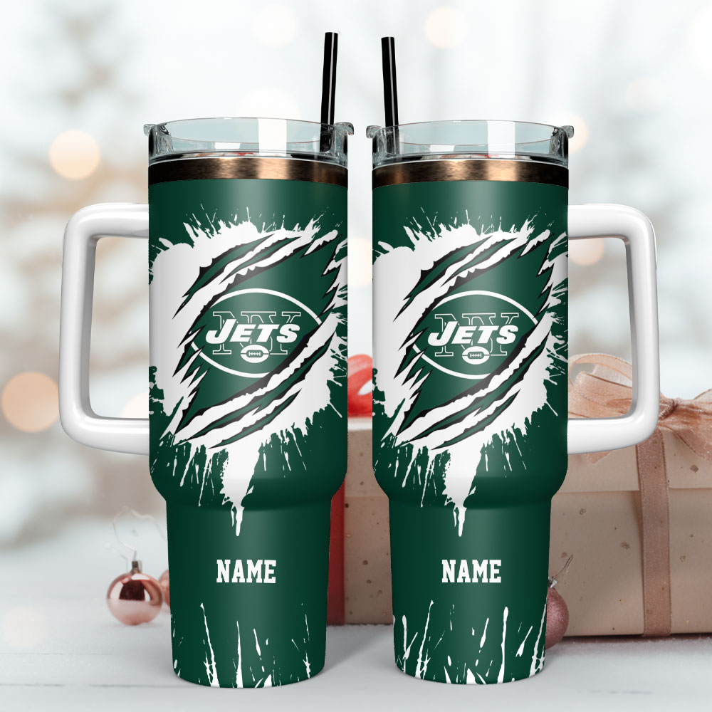 New York Jets Football NFL Sport Custom Stanley Quencher 40oz Stainless Steel Tumbler With Handle