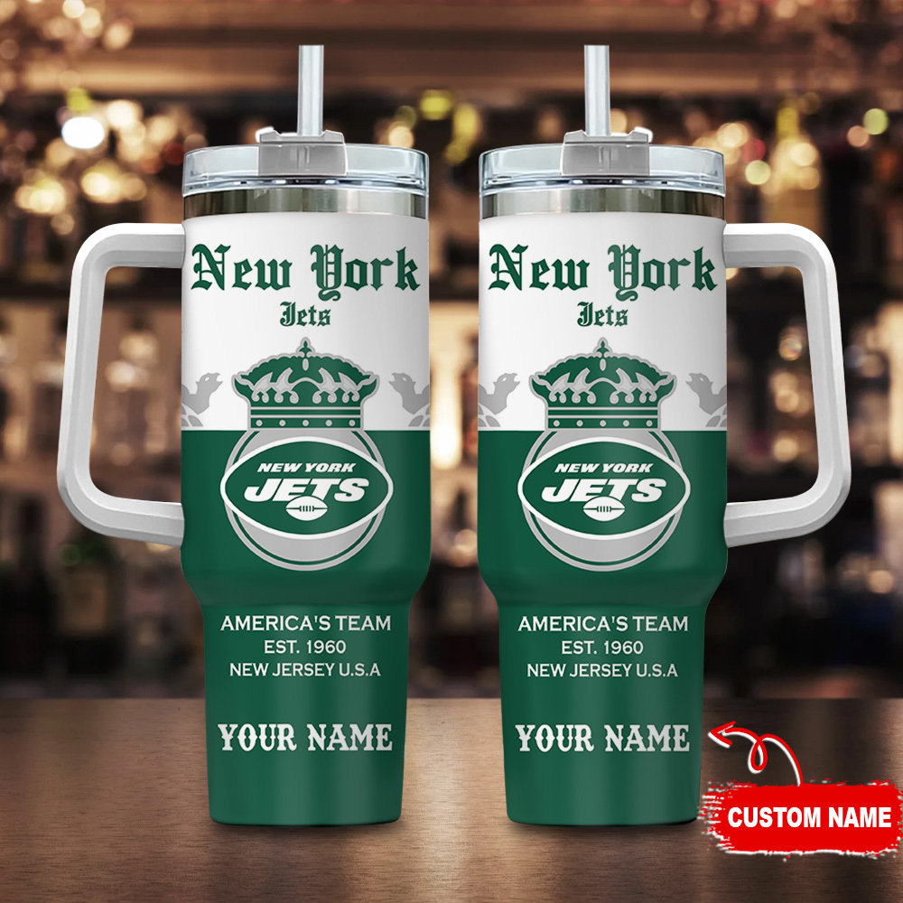 New York Jets NFL Corona Extra Custom Stanley Quencher 40oz Stainless Steel Tumbler With Handle