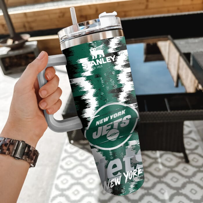 New York Jets NFL Custom Stanley Quencher 40oz Stainless Steel Tumbler With Handle