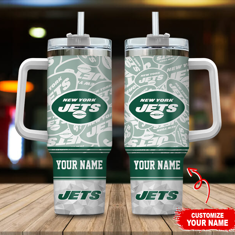 New York Jets NFL Custom Stanley Quencher 40oz Stainless Steel Tumbler With Handle