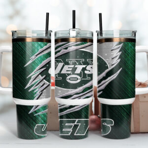New York Jets NFL Custom Stanley Quencher 40oz Stainless Steel Tumbler With Handle
