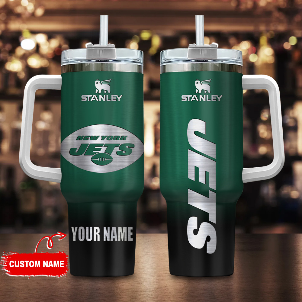 New York Jets NFL Custom Stanley Quencher 40oz Stainless Steel Tumbler With Handle