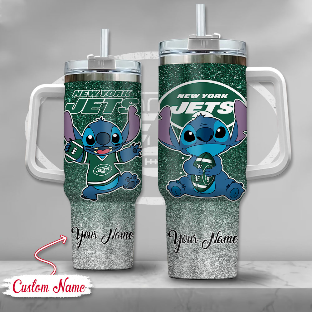 New York Jets NFL Custom Stanley Quencher 40oz Stainless Steel Tumbler With Handle