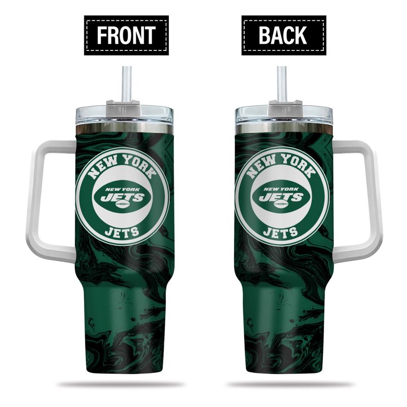New York Jets NFL Custom Stanley Quencher 40oz Stainless Steel Tumbler With Handle