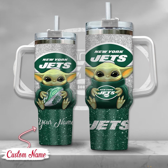 New York Jets NFL Custom Stanley Quencher 40oz Stainless Steel Tumbler With Handle
