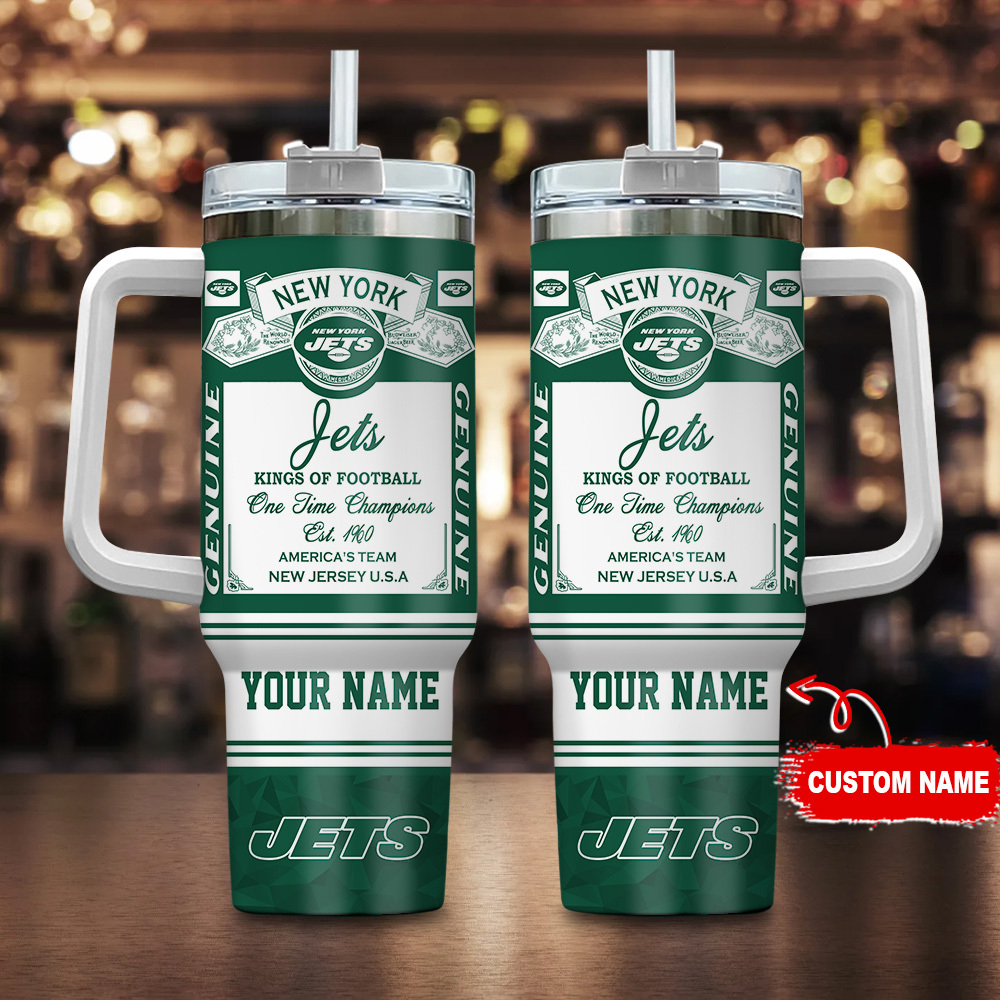 New York Jets NFL Custom Stanley Quencher 40oz Stainless Steel Tumbler With Handle