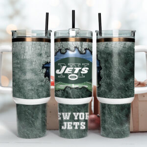 New York Jets NFL Custom Stanley Quencher 40oz Stainless Steel Tumbler With Handle