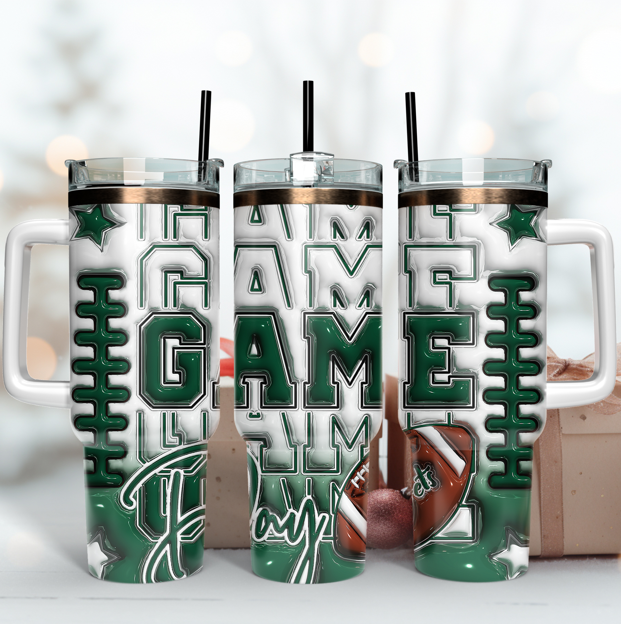 New York Jets NFL Game Day Custom Stanley Quencher 40oz Stainless Steel Tumbler With Handle
