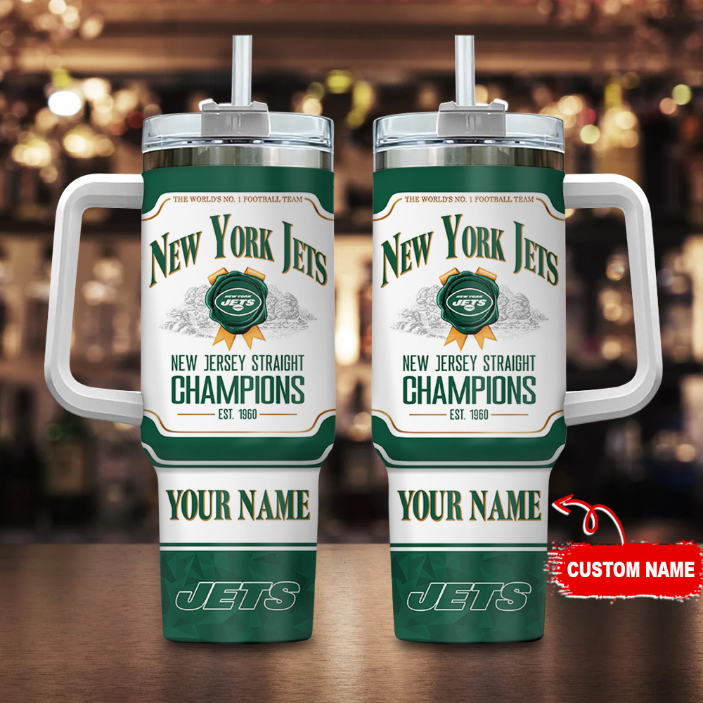 New York Jets NFL Jim Beam Custom Stanley Quencher 40oz Stainless Steel Tumbler With Handle