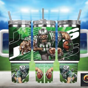 New York Jets NFL Mascot Custom Stanley Quencher 40oz Stainless Steel Tumbler With Handle