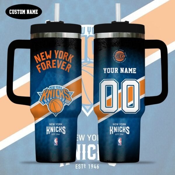 New York Knicks NBA Custom Stanley Quencher 40oz Stainless Steel Tumbler With Handle
