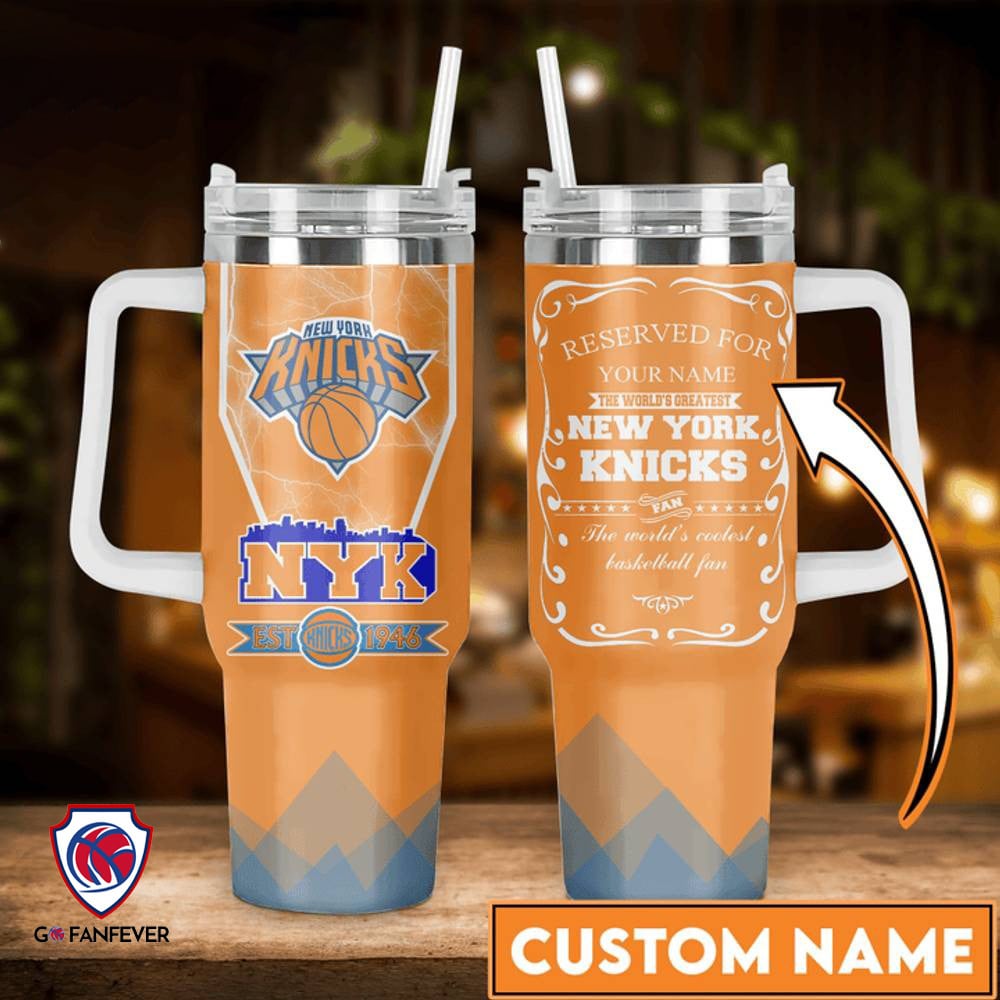 New York Knicks NBA Custom Stanley Quencher 40oz Stainless Steel Tumbler With Handle