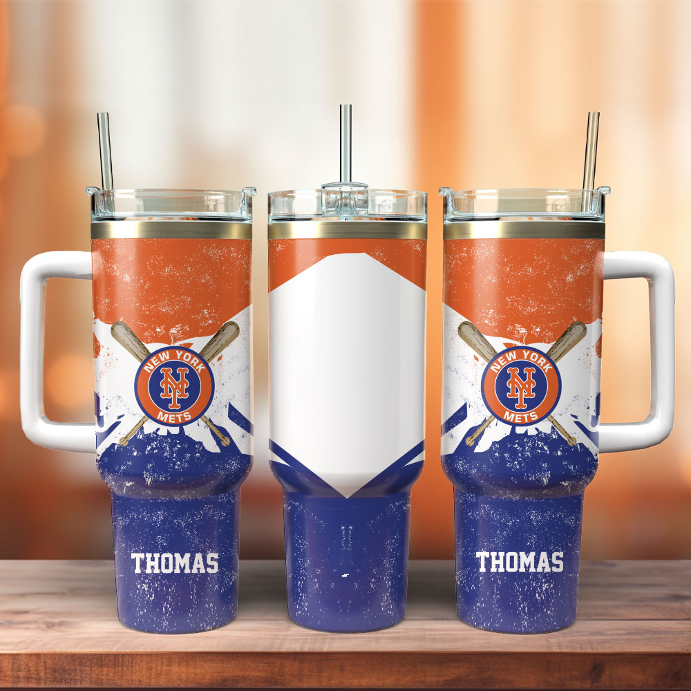 New York Mets Baseball MLB Sport Custom Stanley Quencher 40oz Stainless Steel Tumbler With Handle