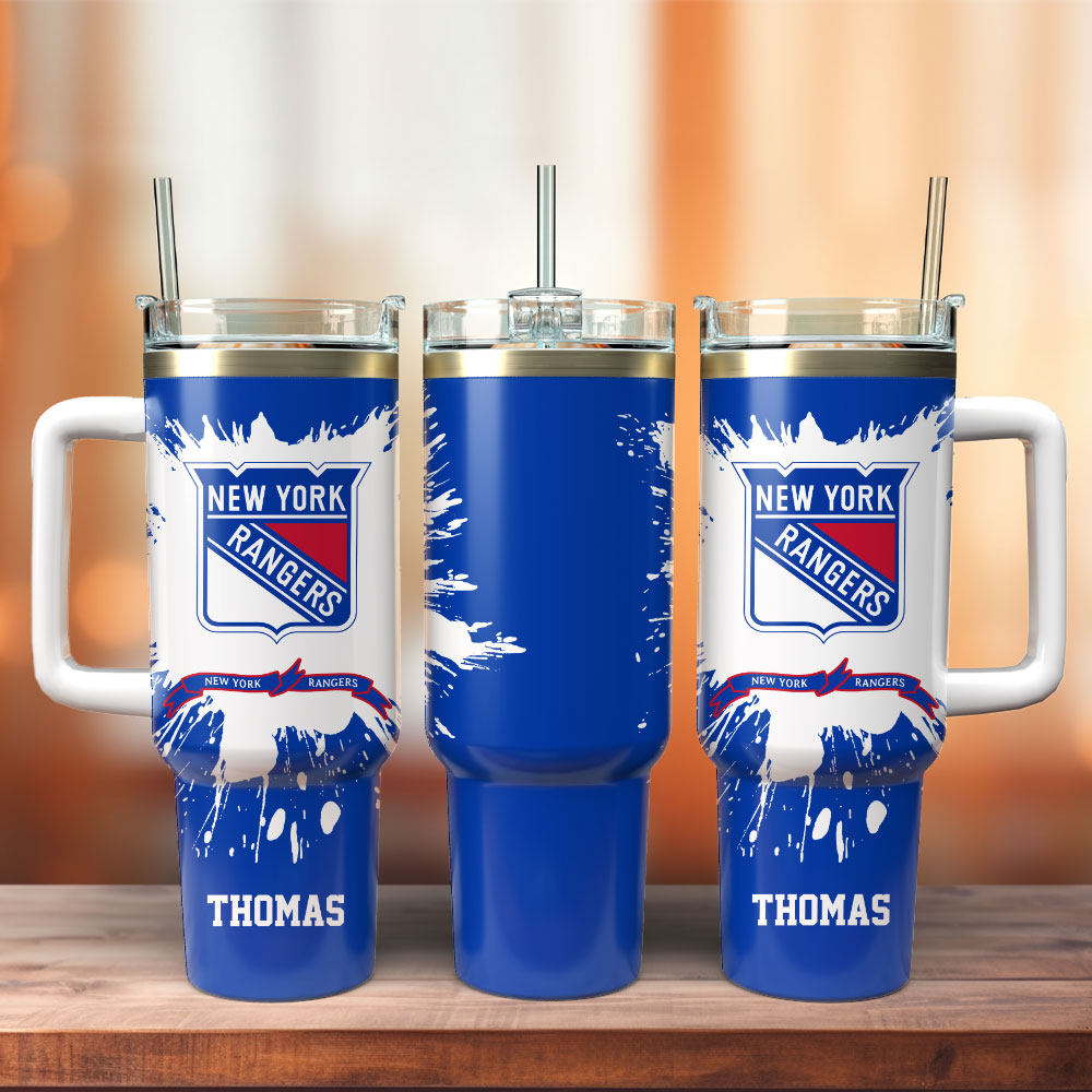 New York Rangers Hockey NHL Sport Custom Stanley Quencher 40oz Stainless Steel Tumbler With Handle