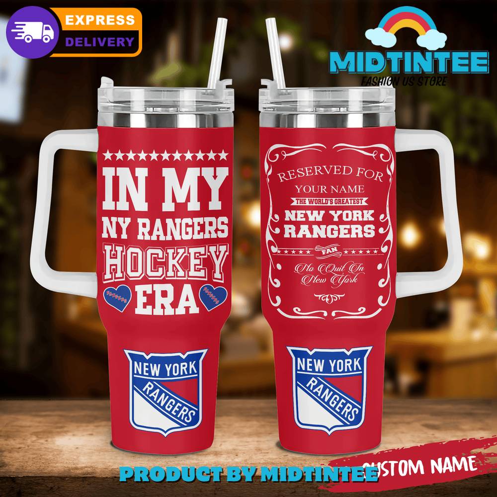 New York Rangers NHL Custom Stanley Quencher 40oz Stainless Steel Tumbler With Handle