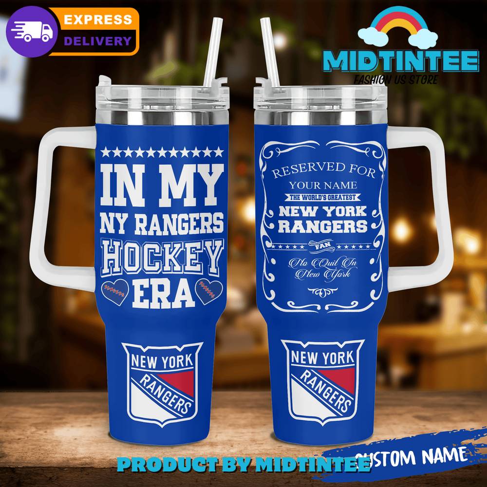 New York Rangers NHL Custom Stanley Quencher 40oz Stainless Steel Tumbler With Handle