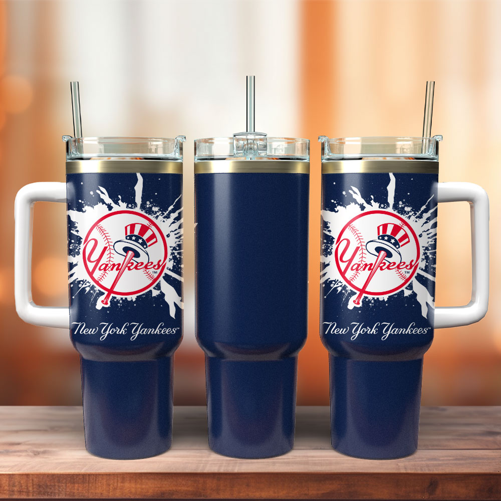 New York Yankees Baseball MLB Sport Custom Stanley Quencher 40oz Stainless Steel Tumbler With Handle