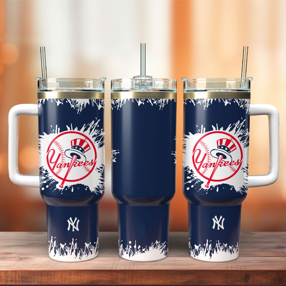 New York Yankees Baseball MLB Sport Custom Stanley Quencher 40oz Stainless Steel Tumbler With Handle